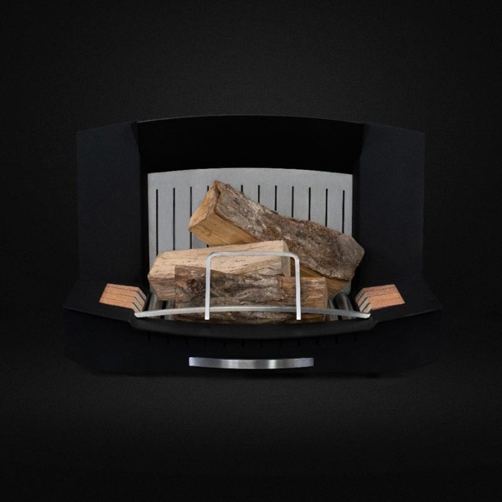 French-made Firewood Holder for Secure Open Fireplace