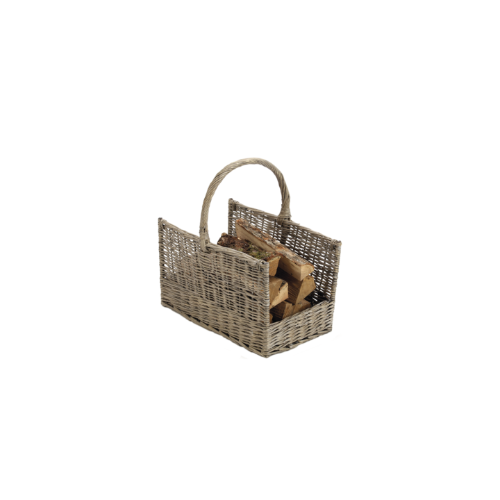 Panier A Bois Noveo Osier Grisé