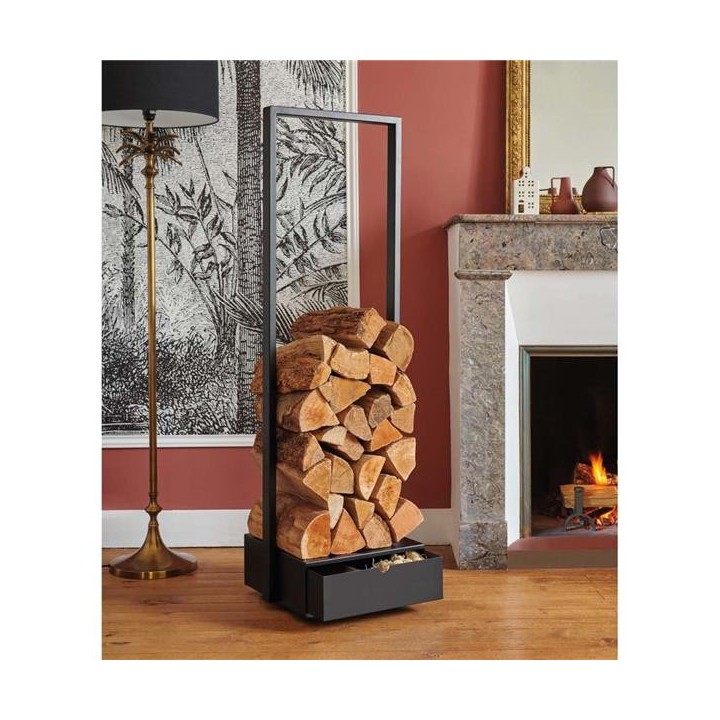 Range Buches Esterel Noir Rangement à bois - Capska