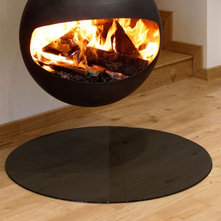 Premium Round Black Lacquered Glass Floor Plate - Ø1000mm