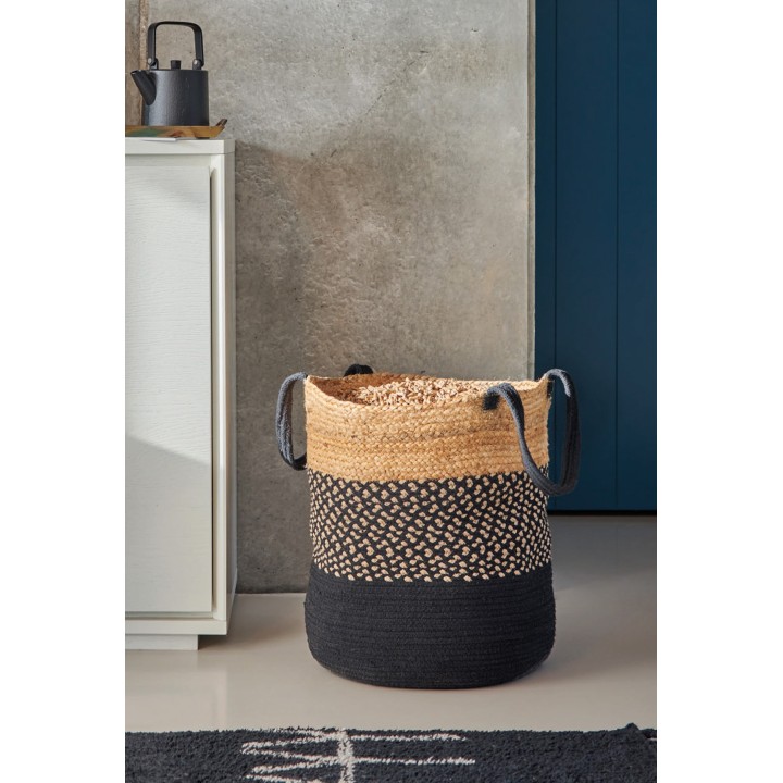 Cesta de madera Niamey de yute natural y algodón reciclado - Capska