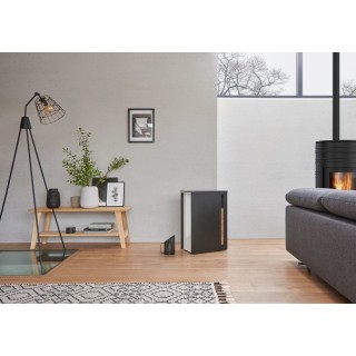 Almacenamiento de pellets Cargo Black and White con ruedas para estufas de pellets - Capska