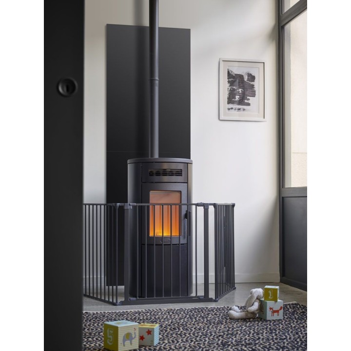 Piastra protettiva verticale liscia Colore nero - Altezza 120 cm per stufa - Capska