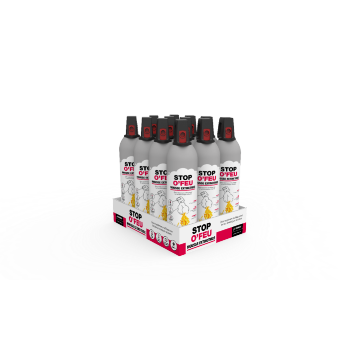 Carton of 12 Fire Extinguishing Foams 750 ML Stop O'Feu Dixneuf - Chimney Safety
