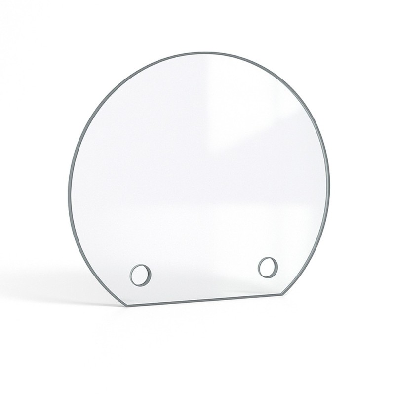 Cut Round Glass Pane with Drilling for Stove - Capska