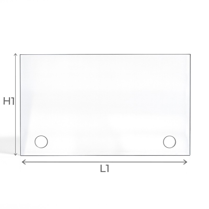 Vitre plate rectangulaire avec perçage dimension