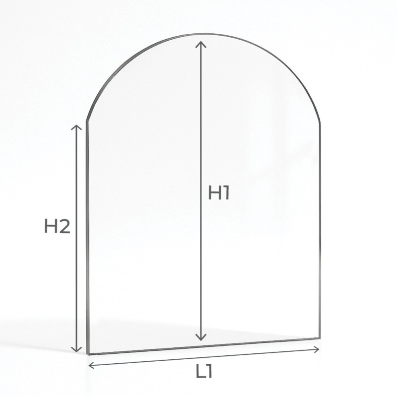 Vitre plate cintrée en partie haute - 4 mm sur mesure schéma