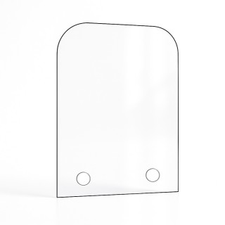 Vitre percée sur mesure forme 2 angles arrondis