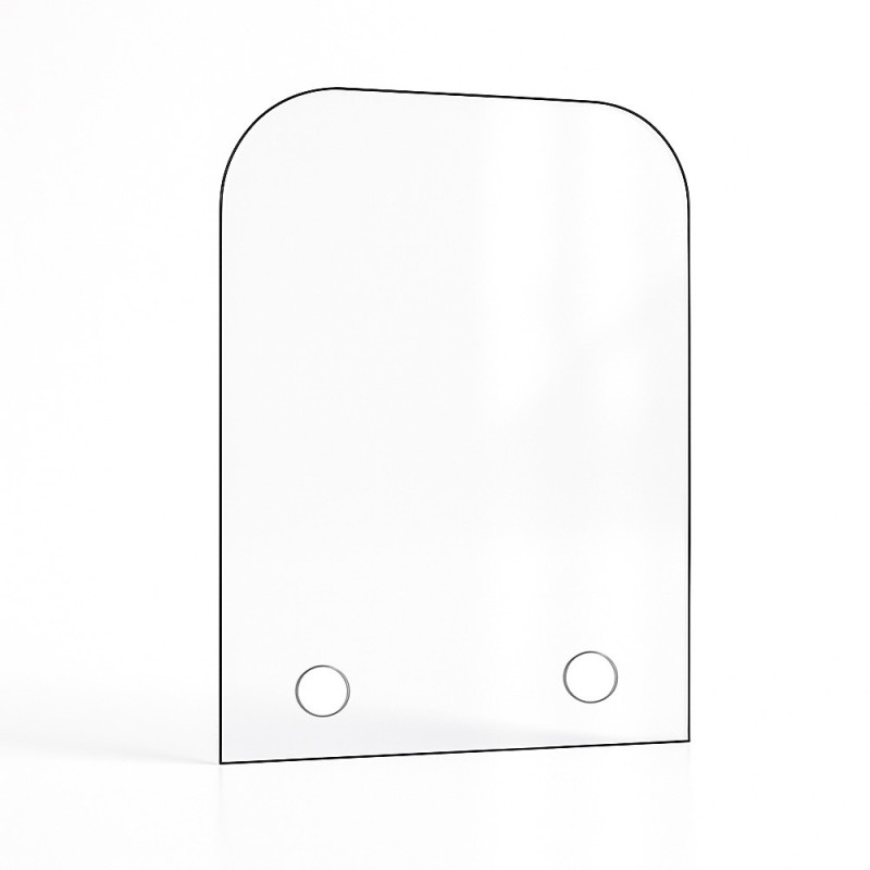 Vitre percée sur mesure forme 2 angles arrondis