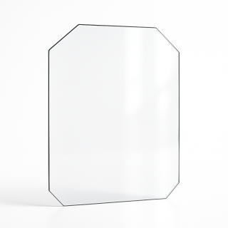 Vitre plate avec 4 angles coupés 5 mm sur mesure