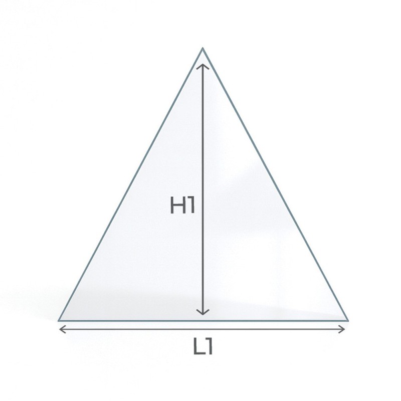 Vitre plate de forme triangulaire schéma