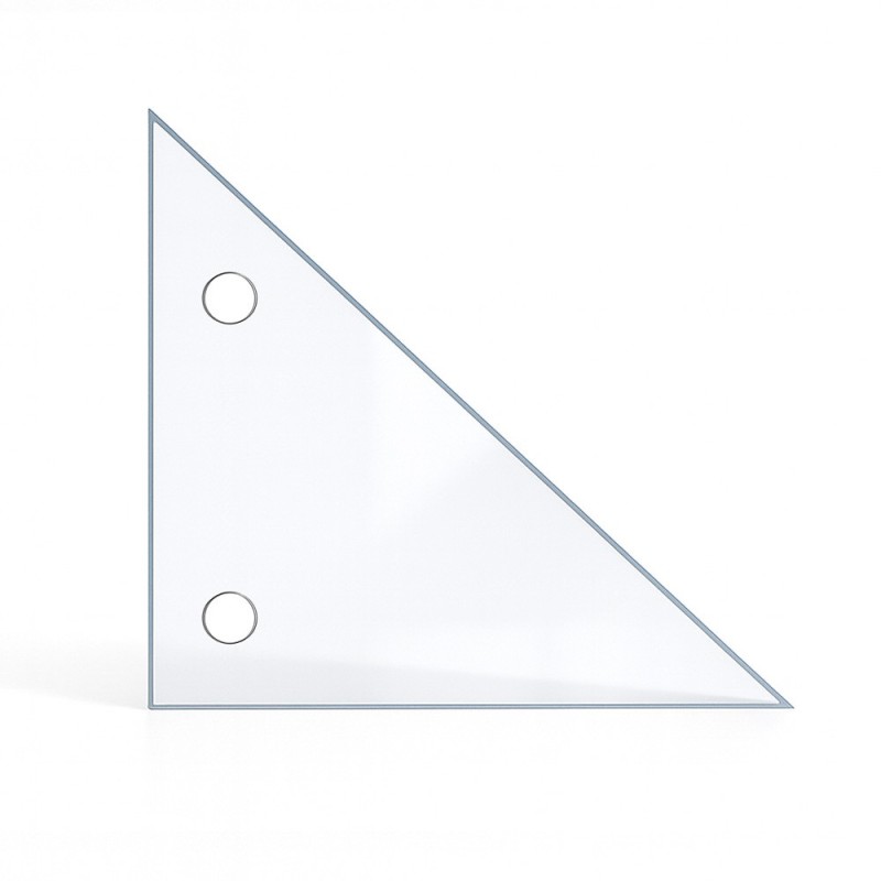 Vitre percée sur mesure forme triangle rectangle