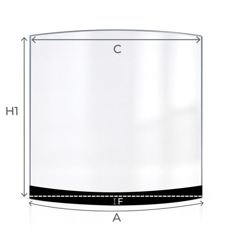 Techfire UNI 1068 Glass - Curved Screen-printed glass panel for wood burning stove