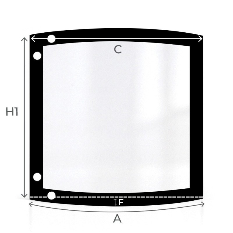 Cristal Oranier AMOS 150 - Vidrio Curvo Perforado serigrafiado