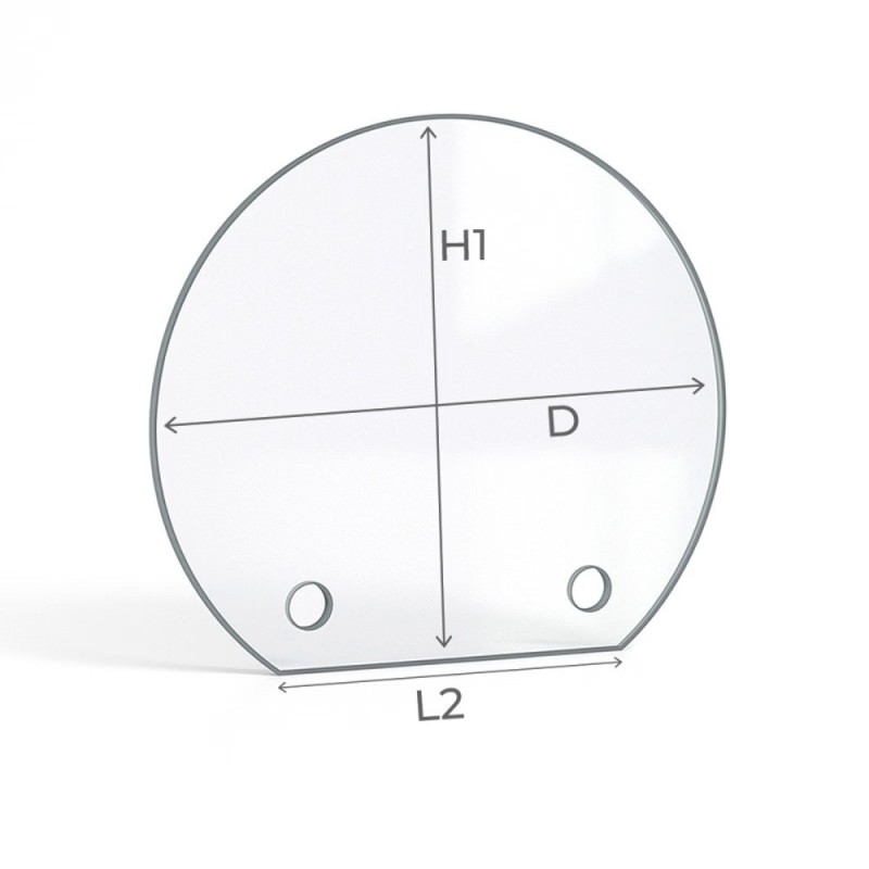 Cut Round Glass Pane with Drilling for Stove - Capska